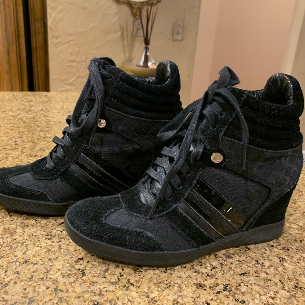 Coach Black Wedge Sneakers size 6